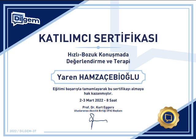 Dil ve Konuşma Terapisi Uzmanlık Sertifikası